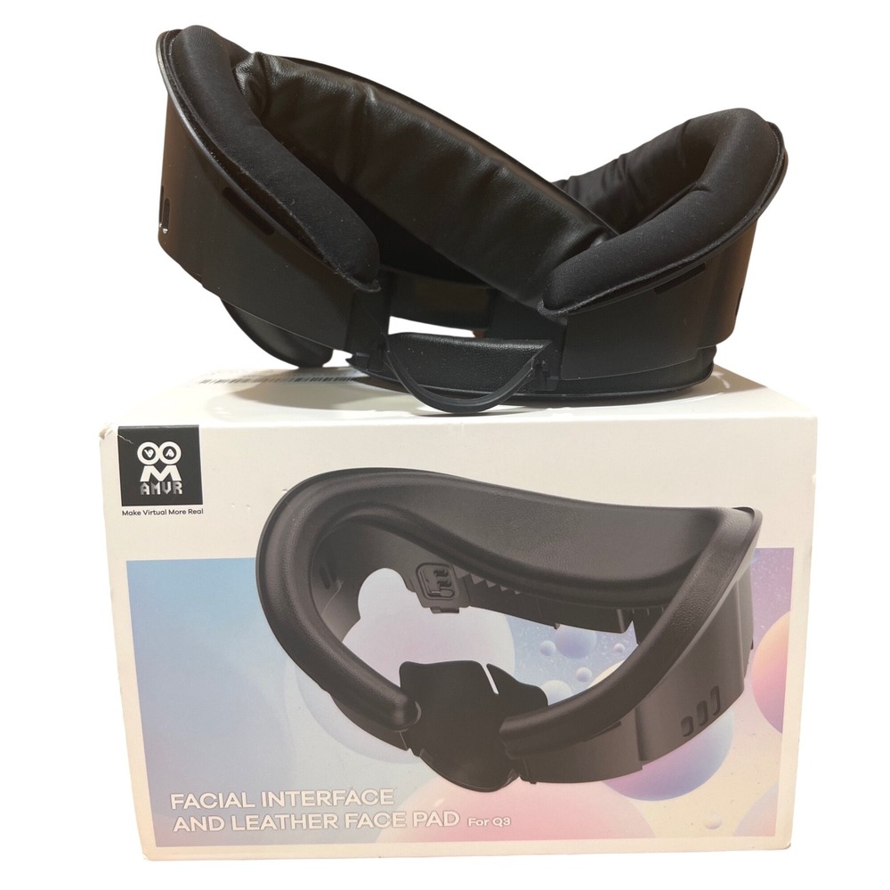 AMVR Facial Interface and Leather Face Pad for Meta Quest 3 VR Q3FC1 Black